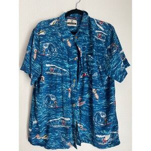 Scotch & Soda Surfer Print Button Up Short‎ Sleeve Shirt - Men's Size L